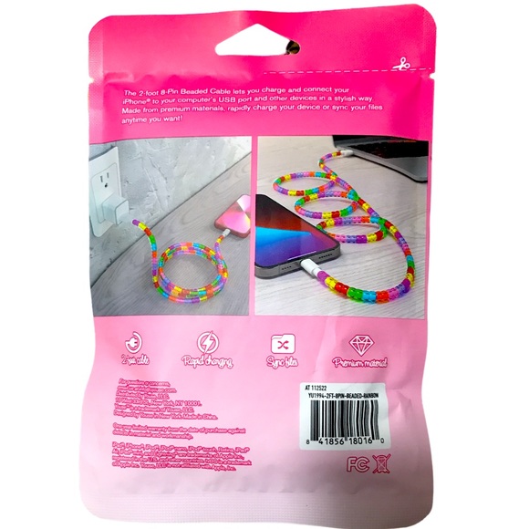 2 FOR $15 CHARGERS YOUSE 2 FT 8-PIN BEADED CABLE CHARGER - Picture 2 of 2